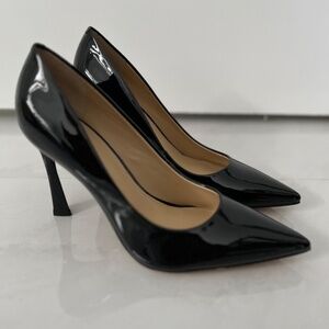 Marc Fisher Black Pointed Toe Patenet Leather Heels Pumps Classic Work Evening